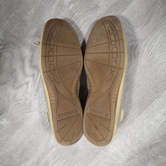 Sperry Top-Sider Ladies Size 7M Tan & Beige Leather & Synthetic Upper Boat Shoes - Picture 7 of 8
